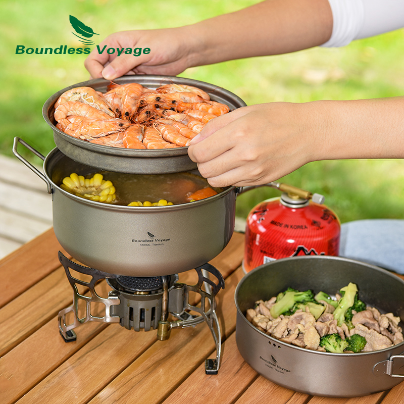 Camping Cooking Pots And Pans - Титановая пароварка Boundless Voyage с набором
