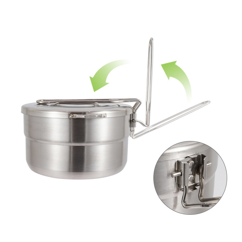 Camping Cooking Pot With Lid - Уличная кастрюля из нержавеющей стали с