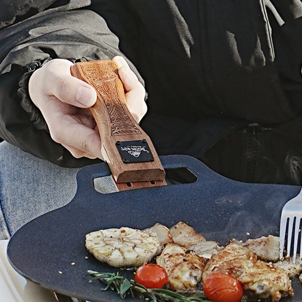 Camping Cooking Pan - Наружная сковорода-гриль из натурального дерева с