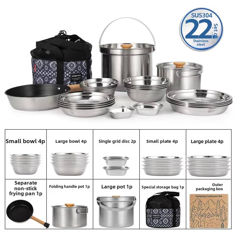 Camping Cooking Pan - NOBANA новейший уличный набор кастрюль из
