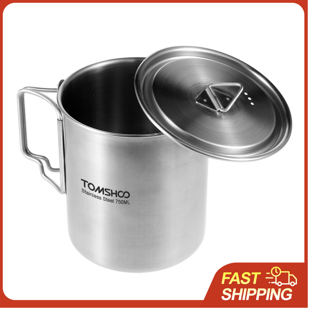 Camping Cooking Pot With Lid - TOMSHOO 750 мл портативная кружка-котелок из