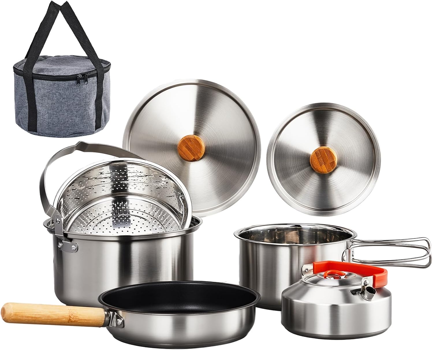 Camping Cooking Set Non Stick - Набор посуды из 6 предметов, легкая