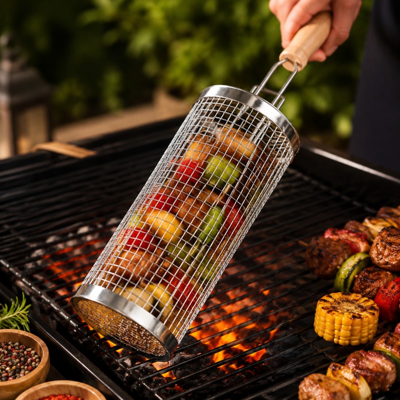 Camping Cooking Device - Набор круглых корзин для гриля из