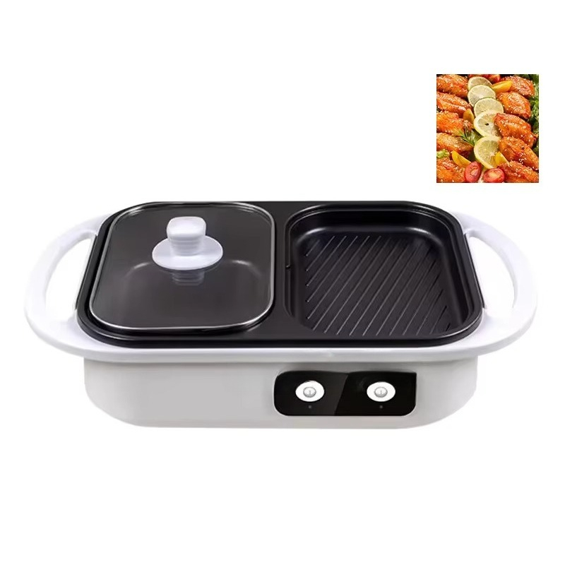 Camping Cooking One Pot - Многофункциональная электрическая кастрюля-гриль 2-в-1 с антипригарным