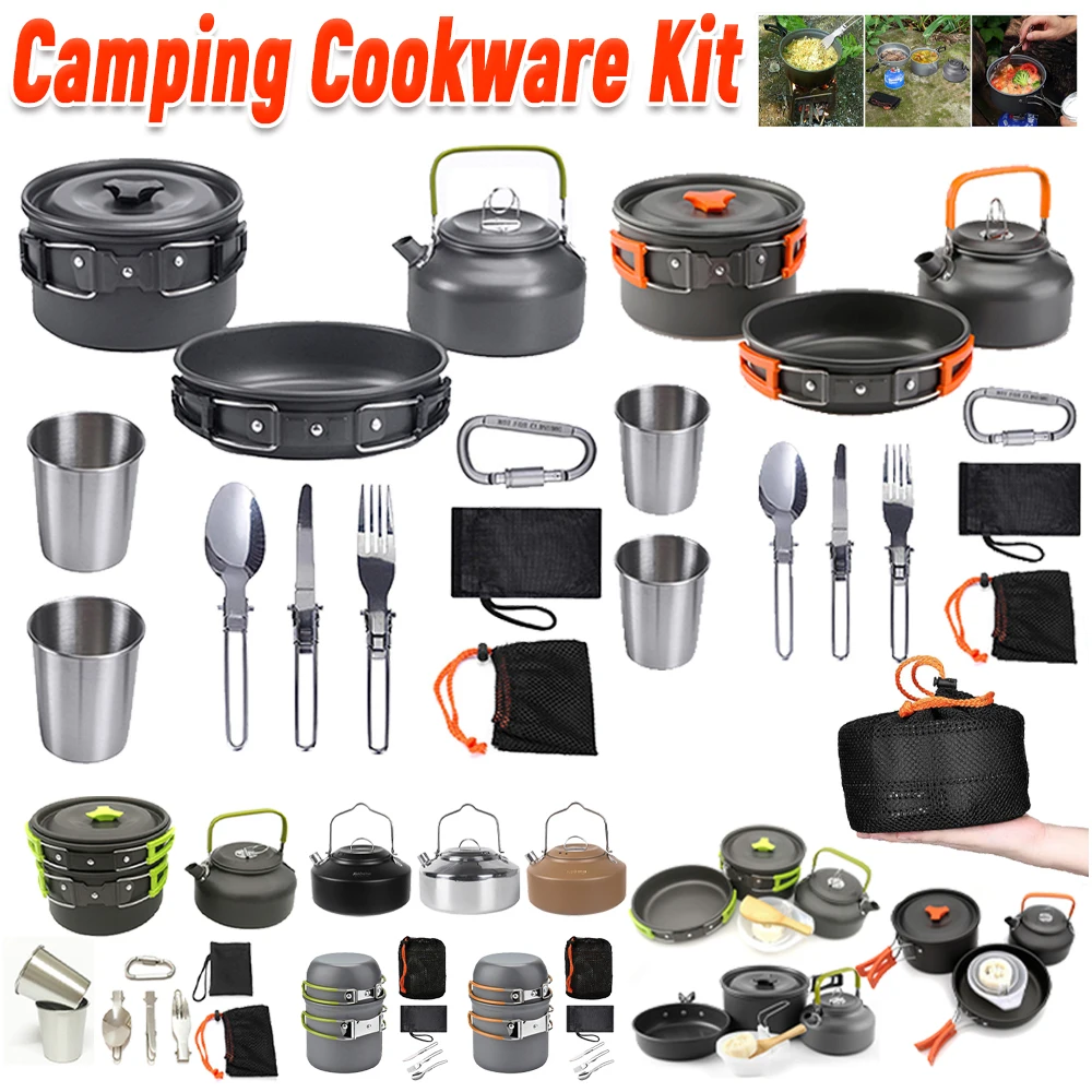 Camping Cooking Pan - Набор походной посуды: чайник, кастрюля, сковорода,