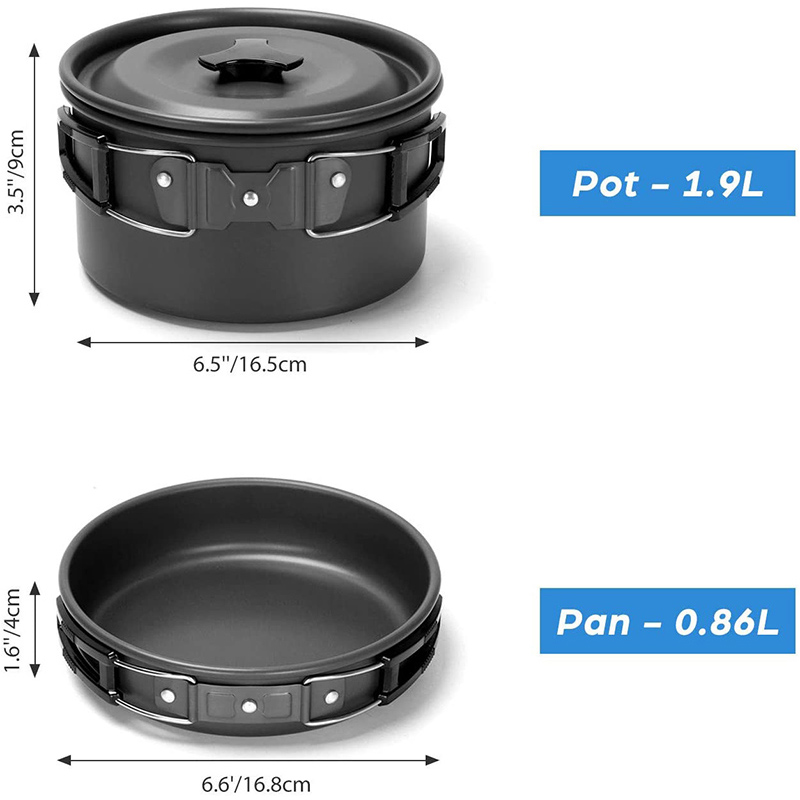Camping Cooking Set Non Stick - Набор походной посуды для кемпинга: кастрюля,