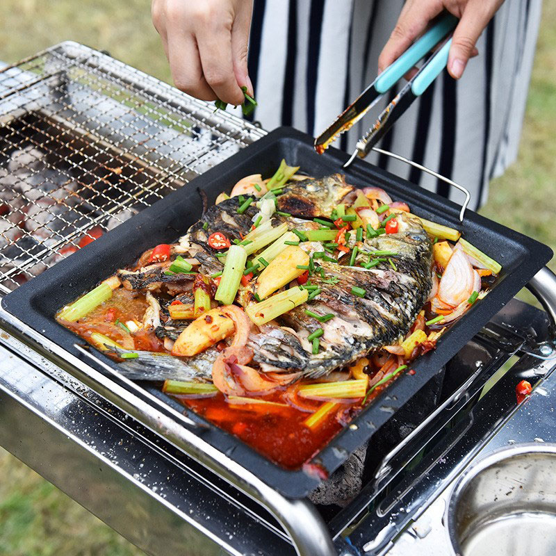 Уличная толстая квадратная ско – обзор и цена Camping Cooking Pan